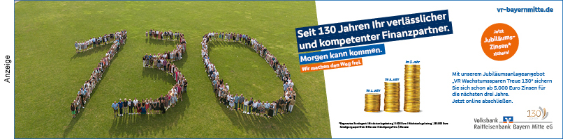 Jubiläumsangebot der Volksbank Raiffeisenbank Bayern Mitte eG